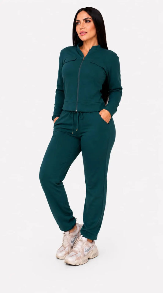 Conjunto Deportivo Dama · Chaqueta con Cierre + Pantalón